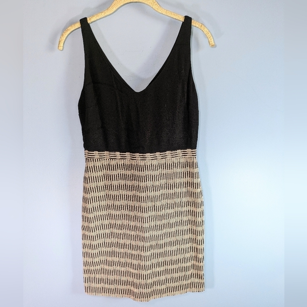 Loft Black/Cream Sleeveless Sheath Dress